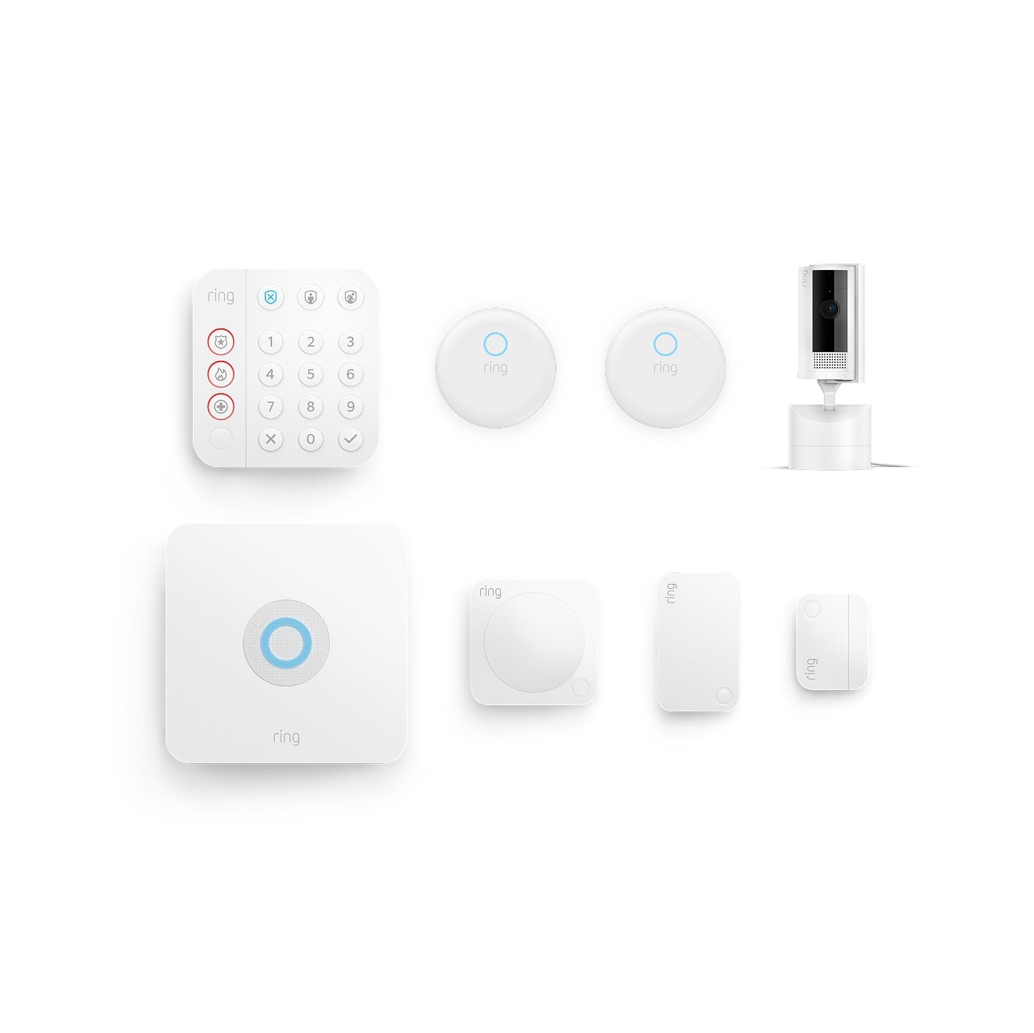 Inside Home Enhanced Kit (Pan-Tilt Indoor Cam + Alarm Security Kit, 5-Piece + Alarm Flood & Freeze Sensor + Alarm Smoke and CO Listener)