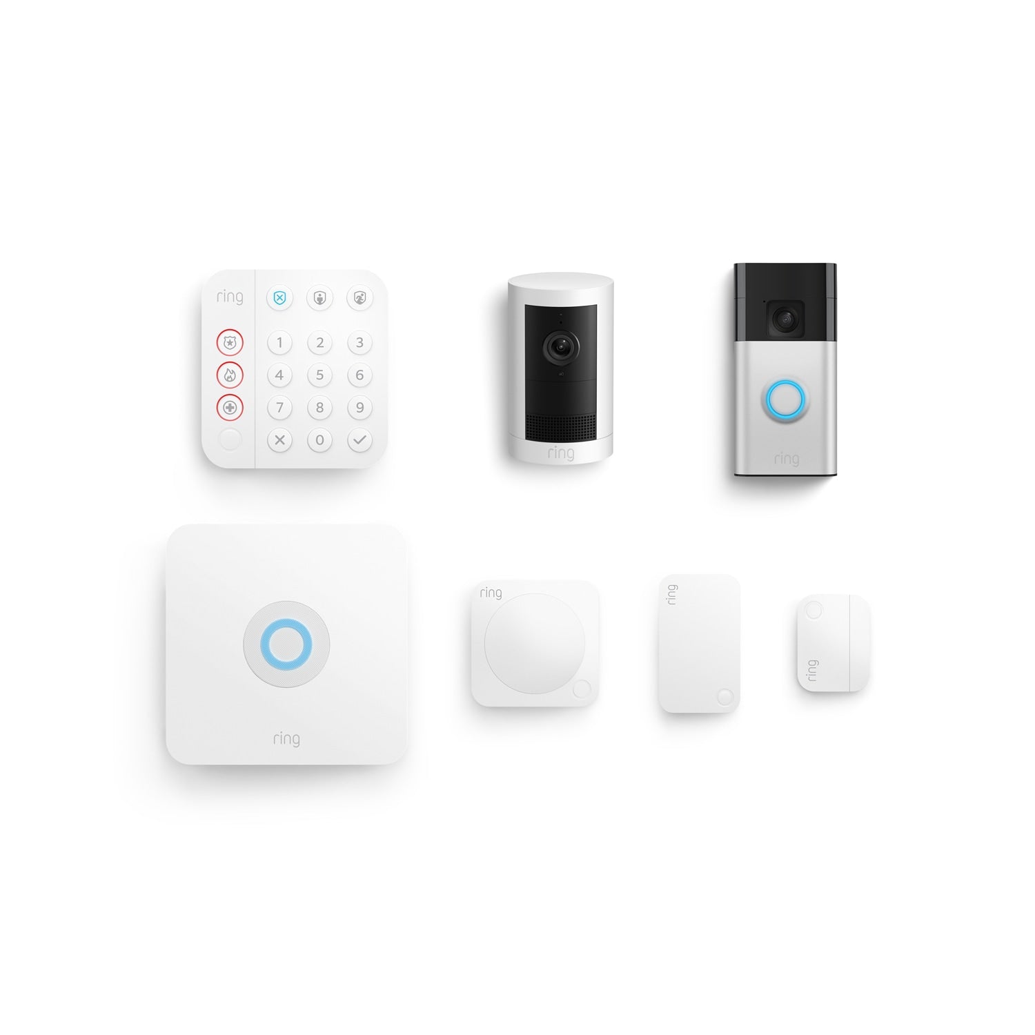 Whole Home Basic Kit (Outdoor Cam Plus Battery + Battery Doorbell + Alarm Security Kit, 5-Piece)