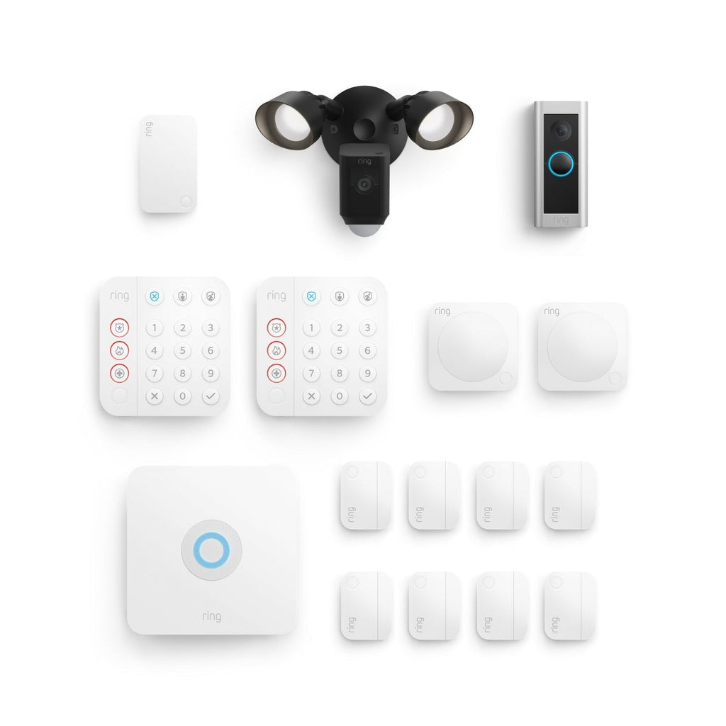 Alarm 14 Piece Security Kit + Wired Doorbell Pro &#40;Video Doorbell Pro 2&#41; + Floodlight Cam Wired Plus